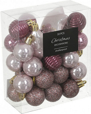 Набор новогодних украшений CAN222550 розовый 33 шт./уп. 