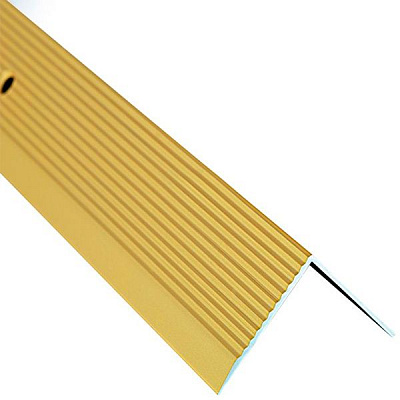 Порожек алюминиевый анодированный Braz Line рифленый с отверстиями 30х30x900 мм золото 