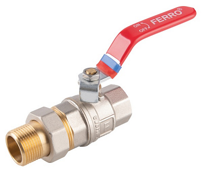 Кран шаровой Ferro F-Power 30 бар с дросселем и полумуфтой нр-вр ¾