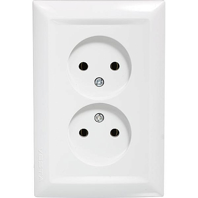 Розетка подвійна Underprice Vesta без заземлення біла
