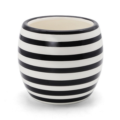 Кашпо керамическое МВМ DH-FLOWERS-27 WHITE/BLACK 13 см Черно-белый 