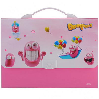 Папка-портфель Bumpees EZ60102 А4 7 отделений розовый Deli