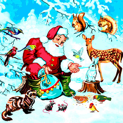 Салфетки столовые Luxy Подарки для зверей 33х33 см голубой с принтом 18 шт.