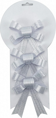 Декорация новогодняя Shunda бант 9х12 см серебряный 3 шт