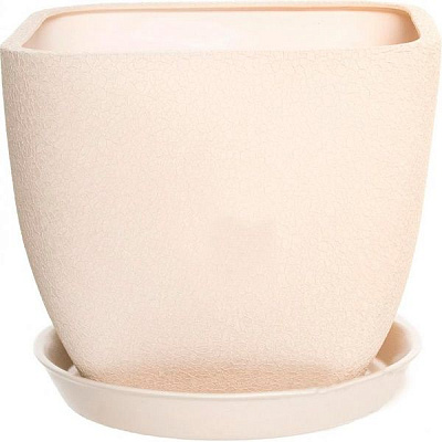 Горщик керамічний Оріана-Запоріжкераміка Ноктюрн №1 шовк бежевий квадратний 11,5л бежевий (106-1-041)