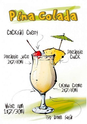 Постер Піна Колада білий
