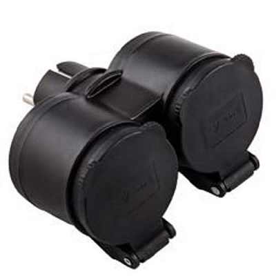 Двойник Electraline с заземлением 2 гн. черный 55074 