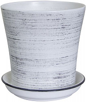 Горшок керамический Ориана-Запорожкерамика Вуаль глянец круглый 1л черный/белый (071-1-007) 