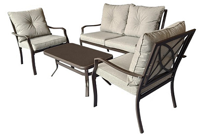 Комплект меблів Indigo Атланта столик 96x50x40 см з диваном та двома кріслами сіро-бежевий