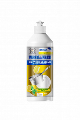 Жидкость для ручного мытья посуды Wash&Free Лимон и мята 0,5л