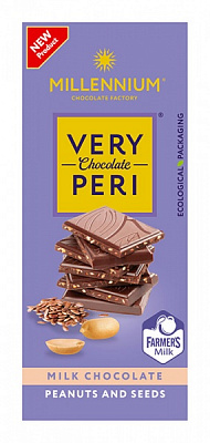 Шоколад Millennium молочний з арахісом льоном та чіа Very Peri