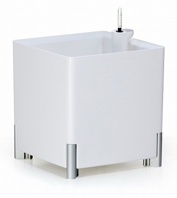 Горщик пластиковий Mondum Медітеранео 40x45x36 см (ніжки срібні/ коричневі) квадратний 36 л білий