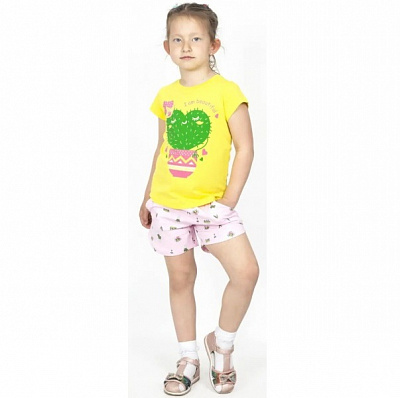 Комплект для дівчаток Roksana №0033/16083 Cacti р.110–116 жовтий із принтом №0033/16083