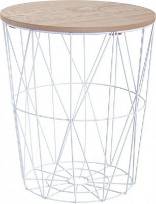 Стіл-кошик Сканді 30х30х34 см натуральне дерево з білим