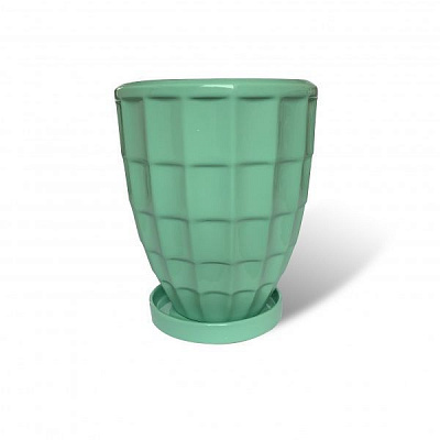 Горщик керамічний Резон Рельєф квадрати фігурний 1,7л