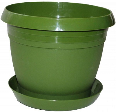 Горщик Оранжерея для квітів «Перлина» круглий 3л оливковий