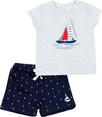 Комплект детской одежды Фламинго р.74 темно-синий/меланж 685-125-9 