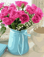 Картина за номерами Троянди в блакитній вазі BookOpt 