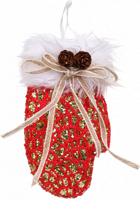 Елочная игрушка перчатка красно-золотая 9194-8 