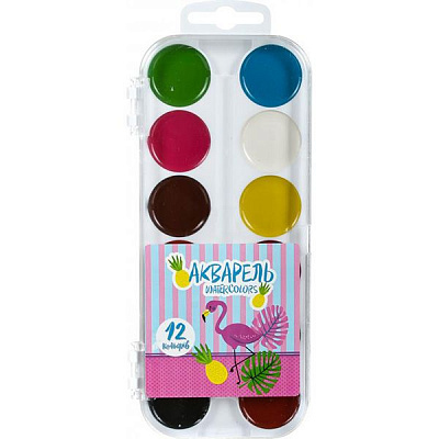 Фарби акварельні медові 12 кольорів Фламінго
