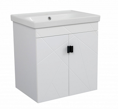 Тумба подвесная Aqua Rodos Мини 60 белая с умывальником Frame