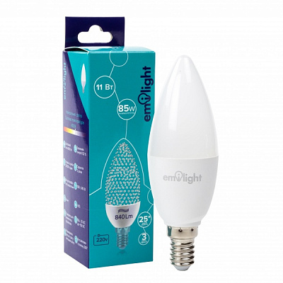 Лампа светодиодная Emilight 11 Вт C37 матовая E14 180 В 4100 К LED C37-11W-4100K-E14 