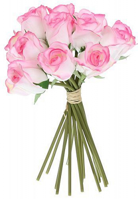 Рослина штучна Букет троянд 30 см біло-рожевий 15