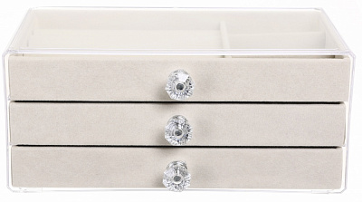 Скринька для прикрас Velvet трьохрівнева 13.5х23.5х10.5 біла