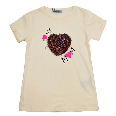 Футболка для девочки ALG I Love Mom 720426 р.152 кремовый 