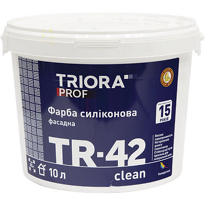 Краска силиконовая водоэмульсионная Triora TR-42 clean мат белый 10л 