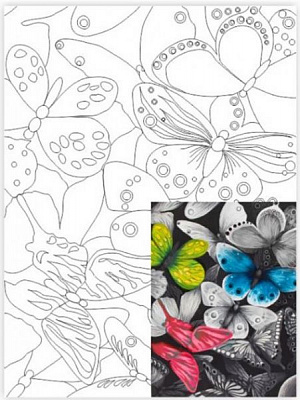 Холст на картоне с контуром Бабочки №1 Rosa Start 