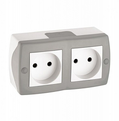 Розетка подвійна без заземлення Mono Octans без кришки сірий 104-020006-121