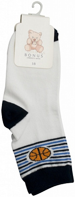 Шкарпетки дитячі для хлопчиків Бонус 2 2340 301 р.18 білий із синім