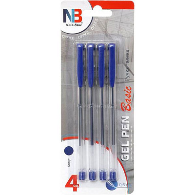 Набор ручек гелевых Nota Bene Basic синий 4 шт. 