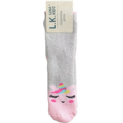 Шкарпетки дитячі Luna Kids № 1. Единоріг 331001 р.20–22 світло-сірий