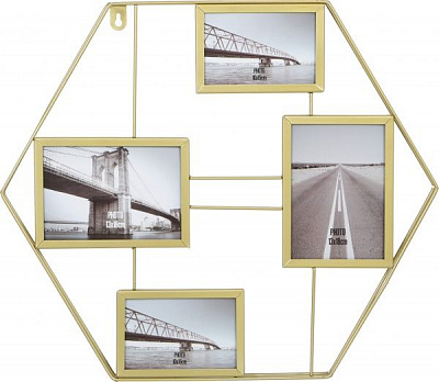 Коллаж Шестиугольник золотистый на 4 фото 10x15/18x13 см 