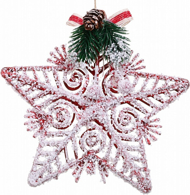 Декоративная подвеска Звезда с декором 11 см красный NY21062