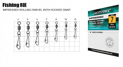Вертлюг с застежкой Fishing ROI 28 кг 10 шт. IMPRESSED ROLLING SWIVEL WITH NICE SNAP №4