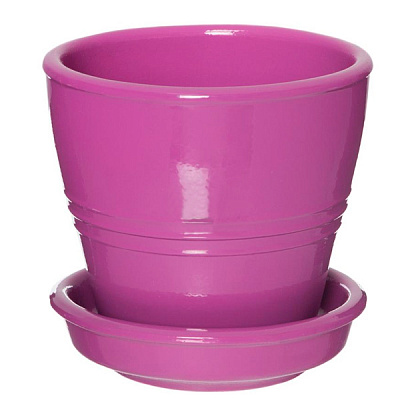 Горшок керамический Ориана-Запорожкерамика Ведро №5 матовая фуксия круглый 0,23л фиолетовый (009-5-023) 