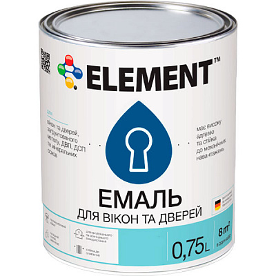 Емаль акрилова Element акрилова для вікон та дверей база С база під тонування шовковистий мат 0,75л