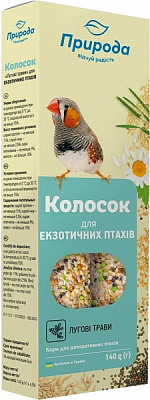 Ласощі Природа колосок для екзотичних птахів Лугові трави 140 г PR740054