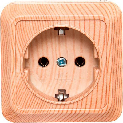 Розетка із заземленням UP! (Underprice) без шторок сосна BD-SCP.MZ20G1WG-Pine