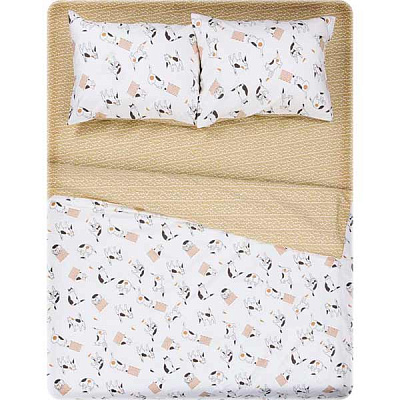 Комплект постільної білизни Cute cats 2 бежевий із малюнком