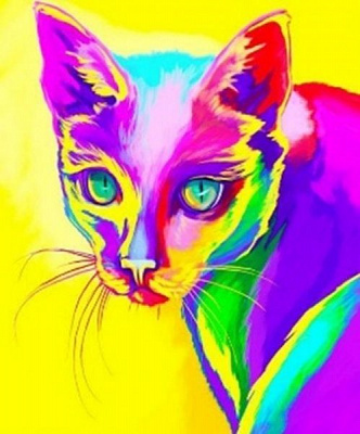 Картина стразами на підрамнику Райдужна киця 40x50 см 188619 Діамантові ручки