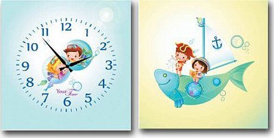 Часы настенные детские на холсте Моряки 28x28 см 06-112