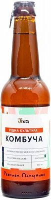 Комбуча Jiva Ревнива Полуниця з соком ревеня та пюре полуниці 0,33 л (4820228090128)