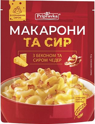 Вермишель ТМ Pripravka с беконом и сыром Чедер, 150 г 