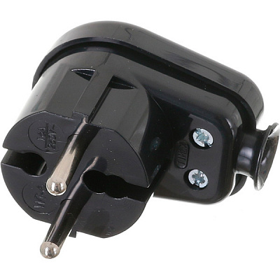 Электровилка угловая E.NEXT Uni-Schuko WT-16U K2 250В 16А пластик черный