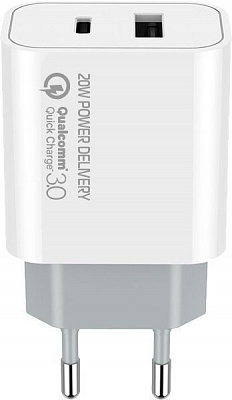 Сетевое зарядное устройство ColorWay (Type-C PD + USB QC3.0) 20W V2 белый CW-CHS025QPD-WT