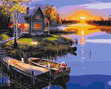 Картина за номерами Будинок біля озера BS51375 40x50 см Brushme 